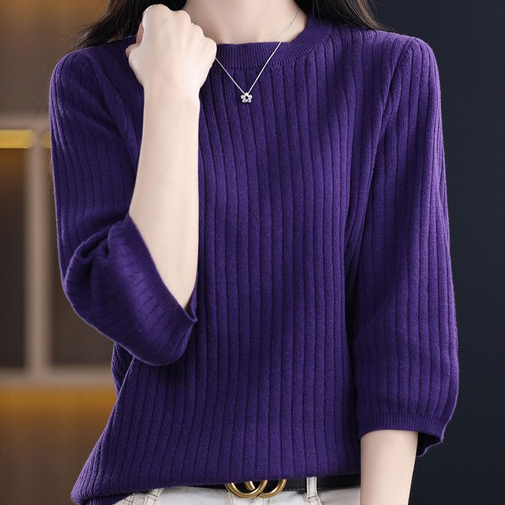 ニット 7分袖 レディース 通販 サマーニット サマーセーター セーター ニットTシャツ 半袖ニット ニットウェア 七分袖 クルーネック 上品 きれいめ 無地 | BACKYARD FAMILY | 07