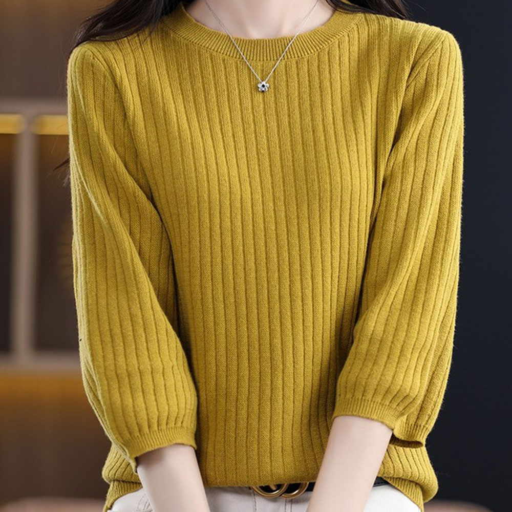 ニット 7分袖 レディース 通販 サマーニット サマーセーター セーター ニットTシャツ 半袖ニット ニットウェア 七分袖 クルーネック 上品 きれいめ 無地 | BACKYARD FAMILY | 06