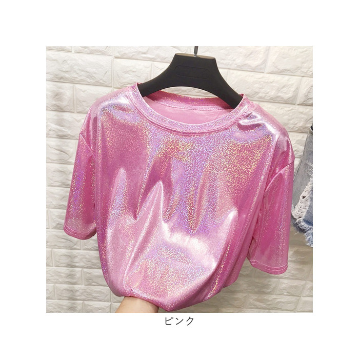 ラメTシャツ 半袖 ダンス衣装 通販 ラメtシャツ tシャツ Tシャツ レディースTシャツ レディースtシャツ 衣装 カットソー ラメ きらきら ラメTシャツ | BACKYARD FAMILY | 16