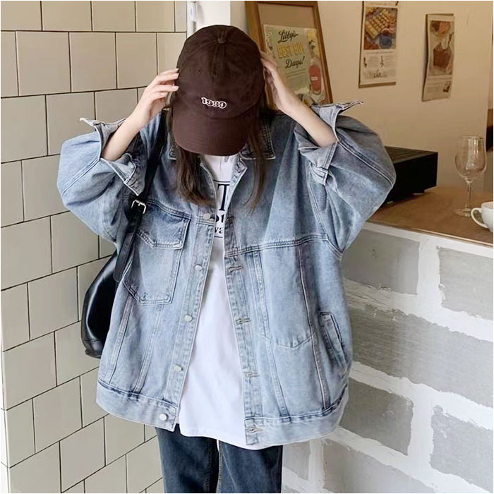 デニムジャケット レディース ジージャン 通販 デニム ジャケット 上着 Gジャン オーバーサイズジャケット 羽織り 前開き 長袖 着回し 襟付き デニムジャケット |  | 02