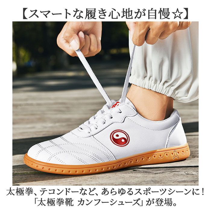太極拳 シューズ 通販 太極拳靴 カンフーシューズ スポーツショーズ スニーカー くつ クツ 功夫靴 運動靴 軽量 通気性 レースアップ 疲れにくい シンプル 太極拳 |  | 01