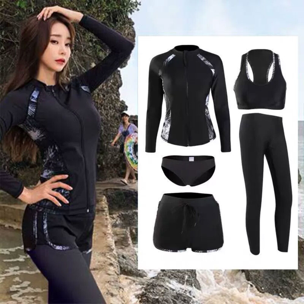ラッシュガード 長袖 5点セット レディース 通販 水着 フィットネス水着 ママ水着 長袖ラッシュ レギンス スポーツブラ ショートパンツ セパレート セット | BACKYARD FAMILY | 02