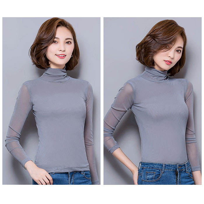 シースルー 通販シースルー トップス シアーカットソー シアー カットソー 長袖 タートル ハイネック 透け ロング Tシャツ インナー 無地 シンプル シースルー | ブランド登録なし | 15