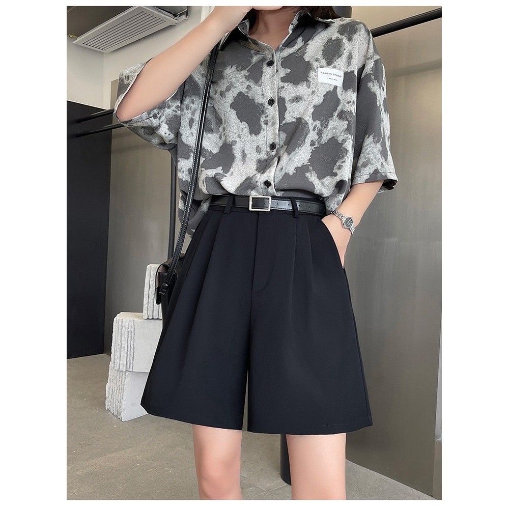 ハーフパンツ ボトムス レディース 通販 ショートパンツ おしゃれ きれいめ タックパンツ シンプル 無地 カジュアル ショーパン 薄手 大人 Aライン ハーフパンツ | BACKYARD FAMILY | 03