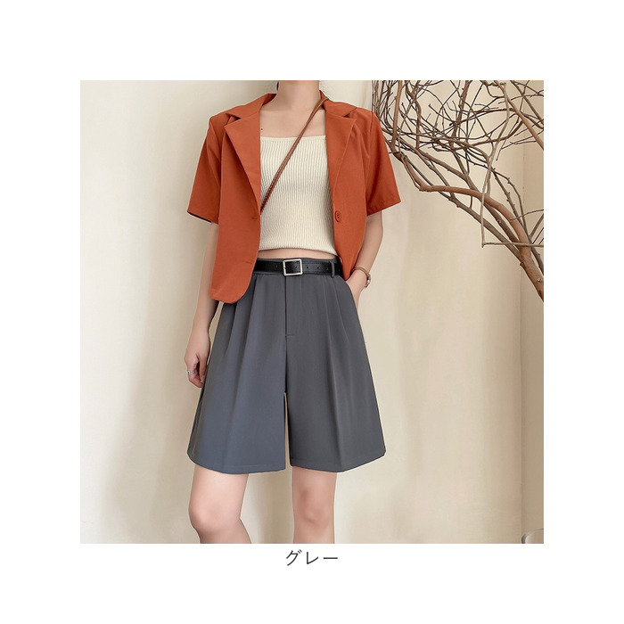 ハーフパンツ ボトムス レディース 通販 ショートパンツ おしゃれ きれいめ タックパンツ シンプル 無地 カジュアル ショーパン 薄手 大人 Aライン ハーフパンツ | BACKYARD FAMILY | 16