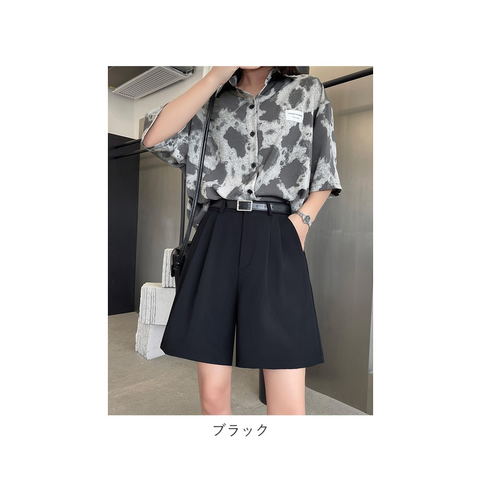 ハーフパンツ ボトムス レディース 通販 ショートパンツ おしゃれ きれいめ タックパンツ シンプル 無地 カジュアル ショーパン 薄手 大人 Aライン ハーフパンツ | BACKYARD FAMILY | 17