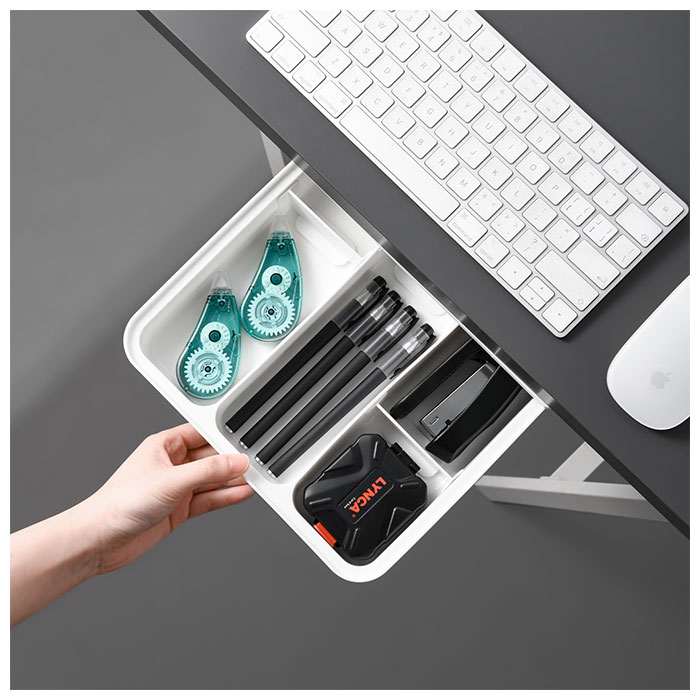 デスク 引き出し トレー 取り付け Lサイズ 通販 引出し 後付け トレイ 机 テーブル デスク下 キッチン カトラリー 調理器具 シンプル 無地 ホワイト 白 デスク | ブランド登録なし | 04