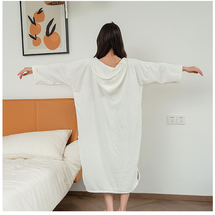 バスローブ 長袖 フード付き 通販 バスタオル ガウン ルームウェア 部屋着 ルームウエア 吸水 無地 ポケット フード 速乾 レディース メンズ バスローブ |  | 10