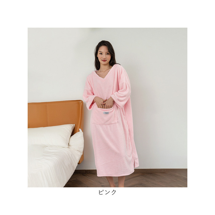 バスローブ 長袖 フード付き 通販 バスタオル ガウン ルームウェア 部屋着 ルームウエア 吸水 無地 ポケット フード 速乾 レディース メンズ バスローブ |  | 13