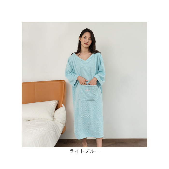 バスローブ 長袖 フード付き 通販 バスタオル ガウン ルームウェア 部屋着 ルームウエア 吸水 無地 ポケット フード 速乾 レディース メンズ バスローブ |  | 14
