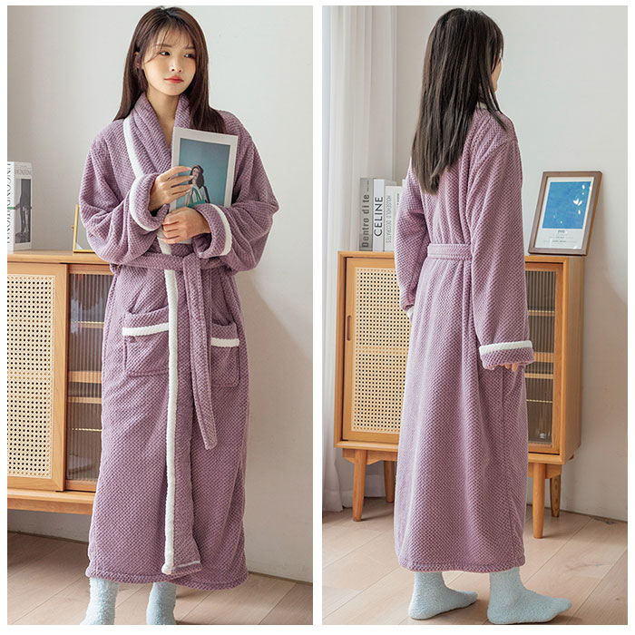 バスローブ ガウン 長袖 通販 ナイトガウン 部屋着 ロング 厚手 バスタオル レディース メンズ 男女兼用 無地 冬 秋 贈り物 ギフト お祝い バスローブ |  | 08