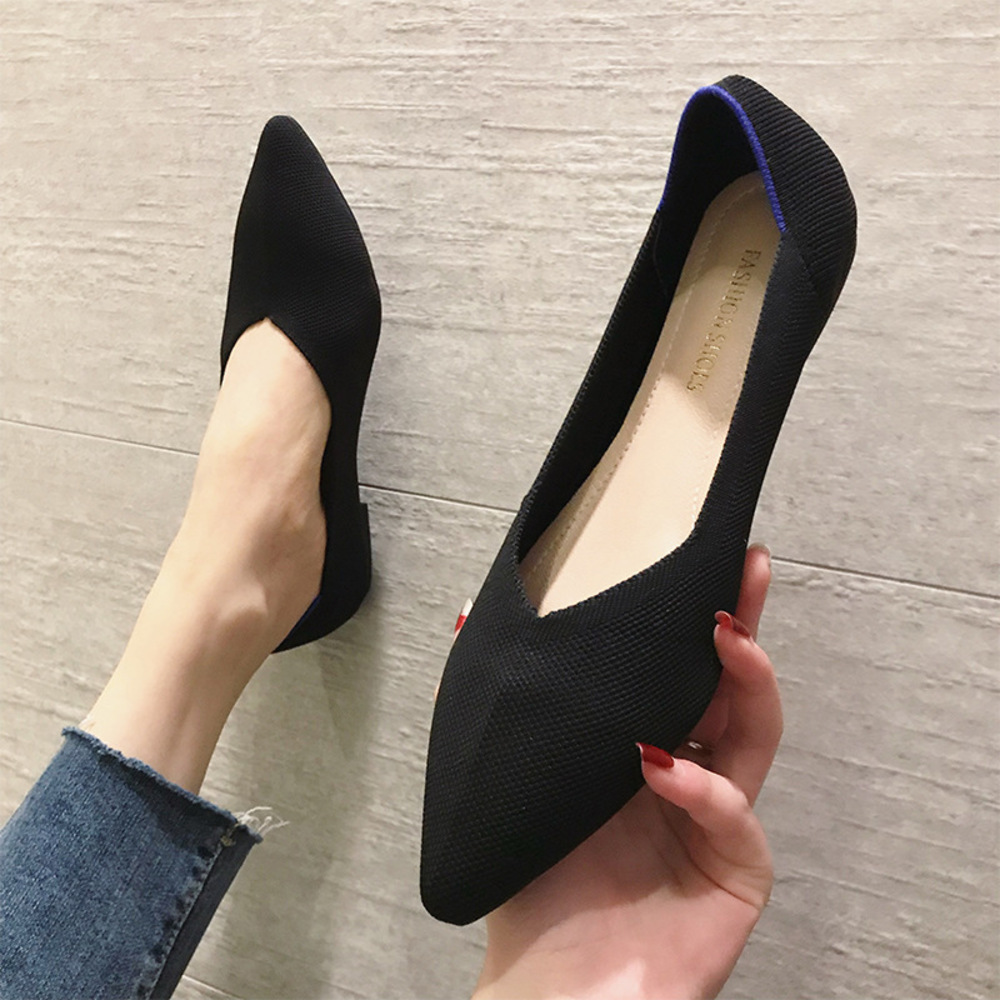 パンプス ニット 痛くない レディース 通販 ニットバンプス フラットシューズ ぺたんこ レディース靴 婦人靴 ニット素材 ポインテッドトゥ ローヒール パンプス | BACKYARD FAMILY | 01