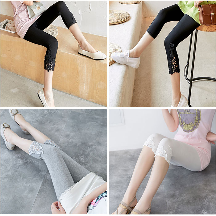 レギンス 7分丈 レース 通販 スパッツ 7分 ストレッチレギンス レディースパンツ レディース 七分丈 夏用 春夏 クロップド丈 裾レース 薄手 インナー レギンス |  | 03