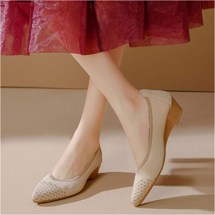 パンプス ニット 痛くない レディース 通販 フラットシューズ ぺたんこ レディース靴 婦人靴 ニット素材 ウェッジソール ポインテッドトゥ ローヒール パンプス |  | 02