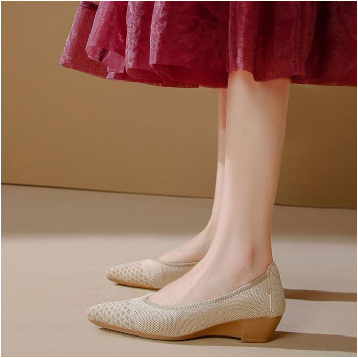 パンプス ニット 痛くない レディース 通販 フラットシューズ ぺたんこ レディース靴 婦人靴 ニット素材 ウェッジソール ポインテッドトゥ ローヒール パンプス |  | 03