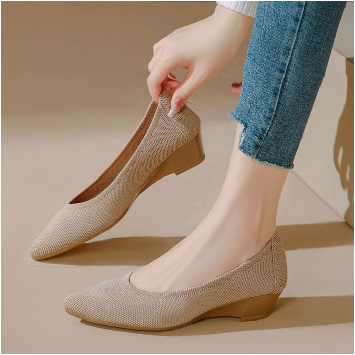 パンプス ニット 痛くない レディース 通販 フラットシューズ ぺたんこ レディース靴 婦人靴 ニット素材 ウェッジソール ポインテッドトゥ ローヒール パンプス |  | 04