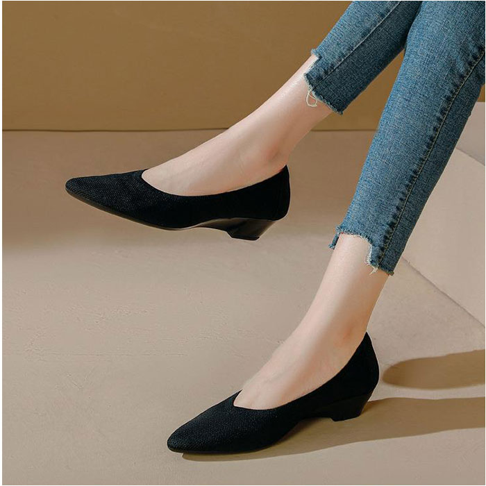 パンプス ニット 痛くない レディース 通販 フラットシューズ ぺたんこ レディース靴 婦人靴 ニット素材 ウェッジソール ポインテッドトゥ ローヒール パンプス |  | 08