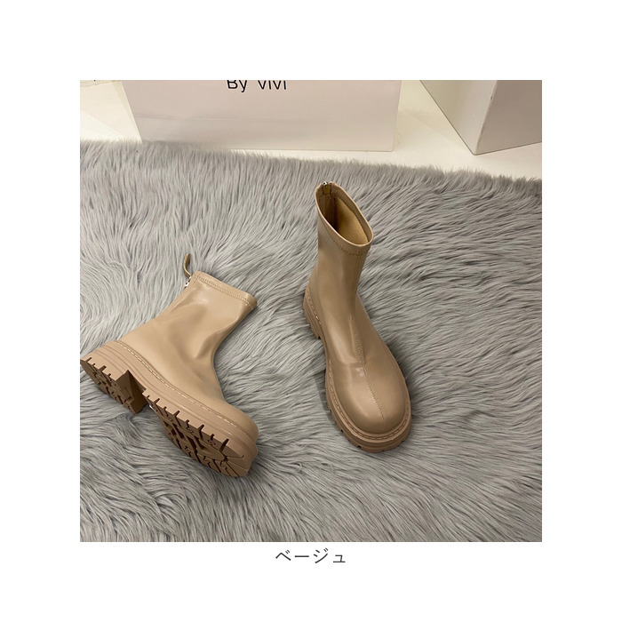 ブーツ レディース ショート 通販 靴 くつ クツ 厚底 タンクソール シューズ ラウンドトゥ 合皮 歩きやすい 滑りにくい 柔らかい ファスナー シンプル ブーツ |  | 12