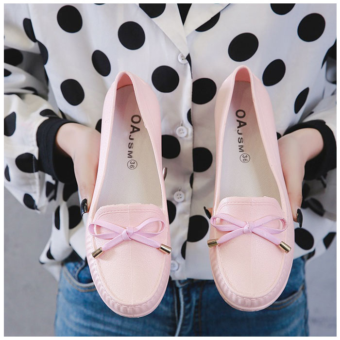 レインシューズ ローファー レディース リボン 通販 スリッポン フラットシューズ 雨靴 カジュアルシューズ ローヒール 晴雨兼用 ぺたんこ レインシューズ |  | 03