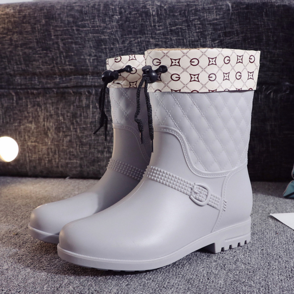 レインブーツ ミドル レディース インナー付き 通販 レインシューズ ブーツ ミドルブーツ 雨靴 ローヒール インナー 晴れ雨兼用 晴雨兼用 レインブーツ |  | 01