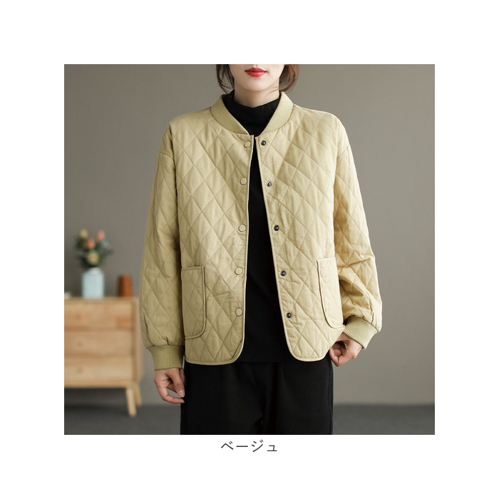 キルティングジャケット レディース 通販 ジャンバー ジャンパー ノーカラージャケット 上着 普段使い アウター あったか ノーカラー キルティングジャケット |  | 11