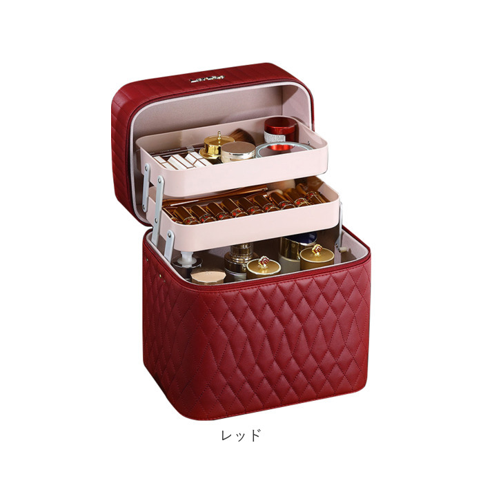 ☆ レッド メイクボックス pmymake033 大容量 コスメボックス バニティ