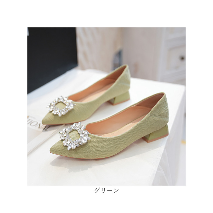 ビジュー パンプス 通販 ローヒールパンプス 靴 シューズ