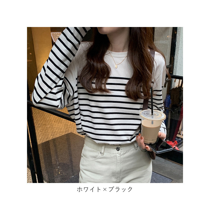 カットソー 通販カットソー 長袖 レディース ボーダー ?ロングtシャツ プルオーバー tシャツ ロンt 長袖 ロンティー シャツ ボーダー きれいめ  カットソー | ブランド登録なし | 18