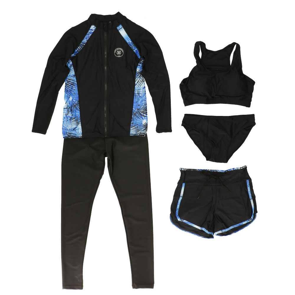 水着 通販水着 レディース 体型カバー 5点セット 水陸両用 アウター 長袖 スポーツブラ ショーツ ショートパンツ レギンス フィットネス水着 セット  水着 | ブランド登録なし | 04