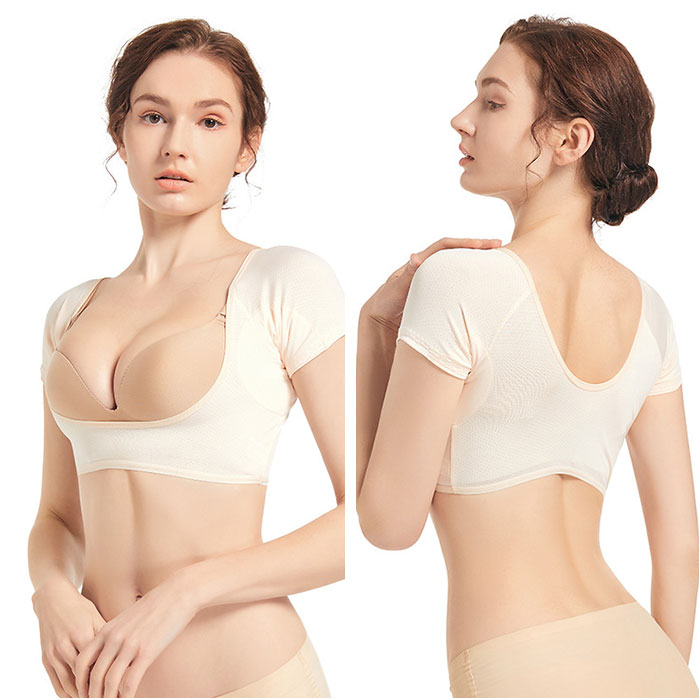 汗取りインナー 2枚セット 通販 脇汗 インナー レディース 汗取りパット付きインナー 半袖 ショート丈 肌着 下着 2点 セット ワキ汗 汗取りインナー |  | 02