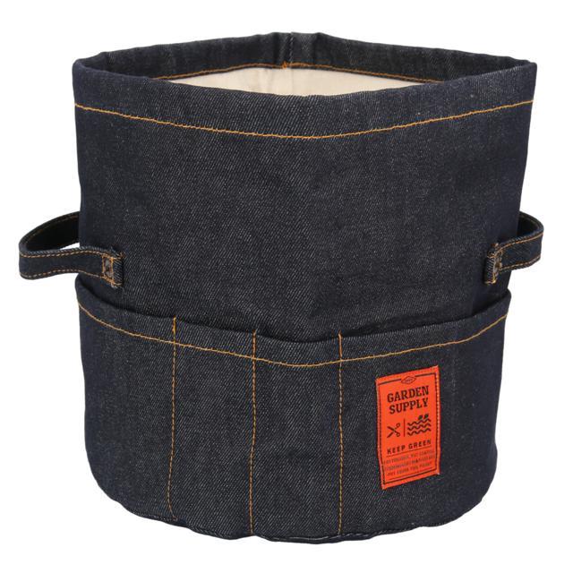 鉢カバー 通販鉢カバー おしゃれ 布 ポットカバー L ヒッコリー デニム 綿 コットン プランターカバー 植木鉢 プランター カバー ポケット付き 鉢カバー |  | 02