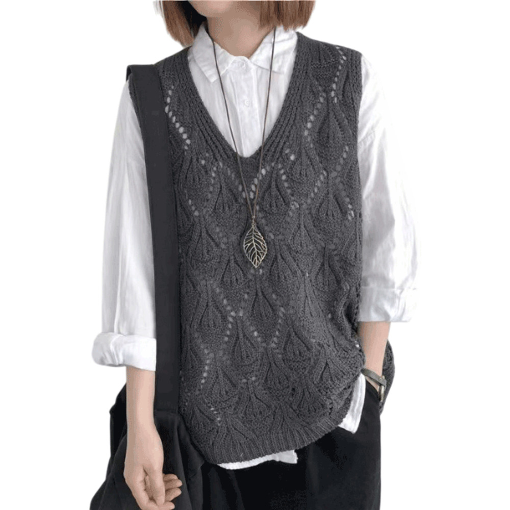 ベスト 透かし編み レディース 通販 ニットベスト 透かし編みニット サマーベスト サマーニット チョッキ ジレ ウェストコート ノースリーブ ニット | BACKYARD FAMILY | 03