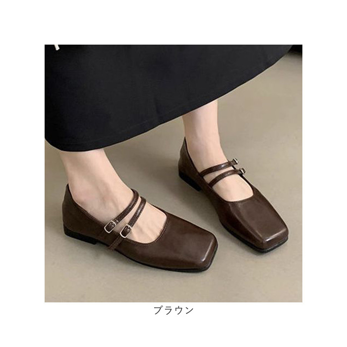 パンプス レディース 通販 ローヒール フラットシューズ ぺたんこ 靴 柔らかい 痛くない ローヒールパンプス スクエアトゥ シューズ 歩きやすい シンプル | BACKYARD FAMILY | 19