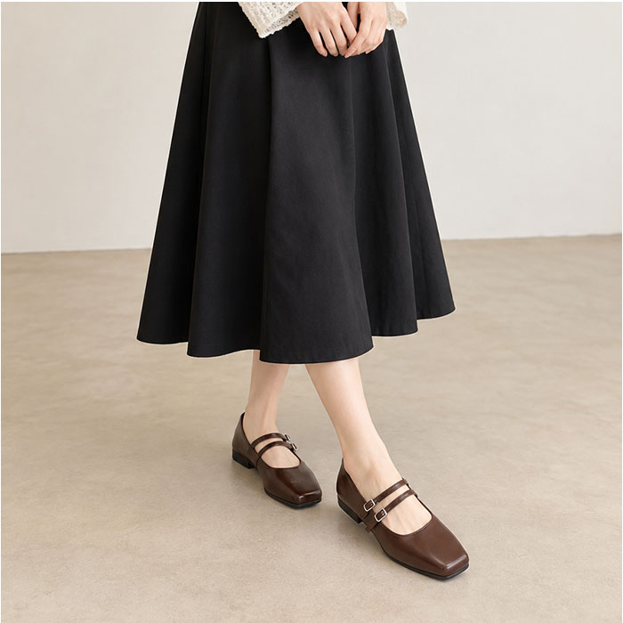 パンプス レディース 通販 ローヒール フラットシューズ ぺたんこ 靴 柔らかい 痛くない ローヒールパンプス スクエアトゥ シューズ 歩きやすい シンプル | BACKYARD FAMILY | 02