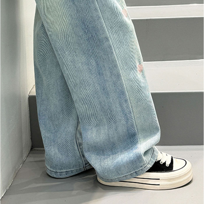 ワイドパンツ キッズ 女の子 通販 ハート 刺繍 デニム デニムパンツ ロングパンツ パンツ 長ズボン ズボン ジーンズ ジーパン ボトムス ワイドパンツ | BACKYARD FAMILY | 11