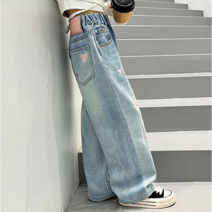 ワイドパンツ キッズ 女の子 通販 ハート 刺繍 デニム デニムパンツ ロングパンツ パンツ 長ズボン ズボン ジーンズ ジーパン ボトムス ワイドパンツ | BACKYARD FAMILY | 12