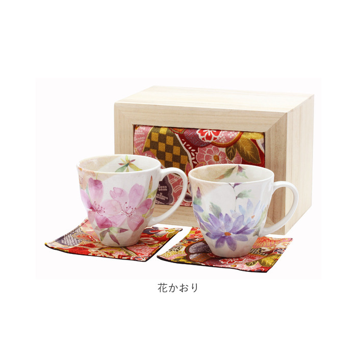 ペアマグカップ 木箱入り 通販 日本製 ペア マグカップ マグ カップ コップ 陶器 セラミック お揃い 夫婦 岐阜県多治見 美濃焼 ＆藍 ちりめん木箱 還暦祝い |  | 17