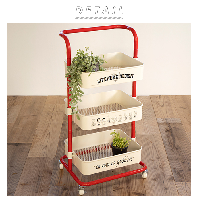 スヌーピー インテリア 通販 ワゴン キャスター付き おしゃれ 3段