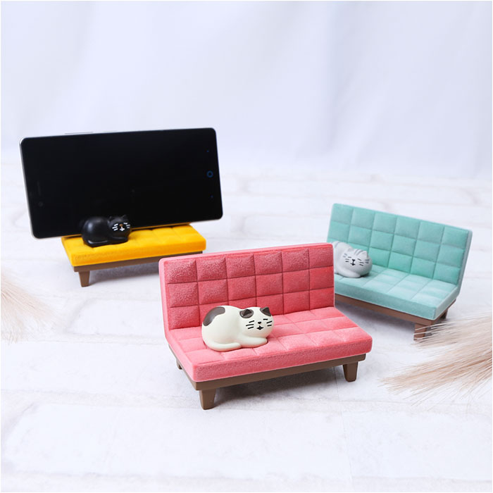 スマホスタンド 猫 通販 うたたねスマホスタンド スマホ置き スマホホルダー 卓上 おしゃれ かわいい ネコ ねこ ベンチ ソファ フロッキー加工 縦置き | BACKYARD FAMILY | 12