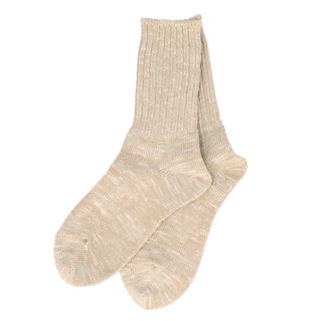 靴下 レディース おしゃれ 通販 くしゅくしゅ 暖かい 蒸れない ソックス ミドル丈 リネン混紡 綿 麻 混 無地 シンプル リブ編み 女性用 S 22cm 〜 25cm 靴下 | BACKYARD FAMILY | 01