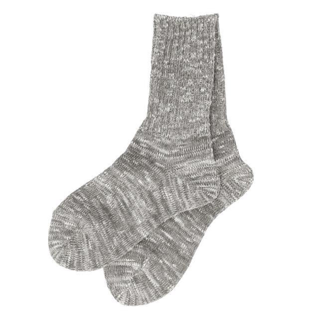 靴下 レディース おしゃれ 通販 くしゅくしゅ 暖かい 蒸れない ソックス ミドル丈 リネン混紡 綿 麻 混 無地 シンプル リブ編み 女性用 S 22cm 〜 25cm 靴下 | BACKYARD FAMILY | 02