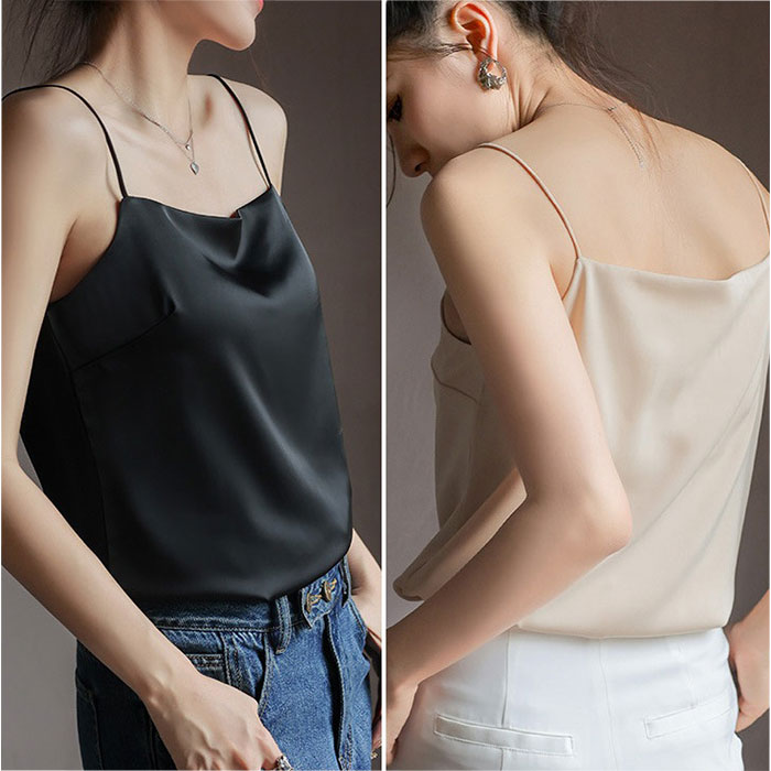 キャミソール カップ付き おしゃれ 通販 サテンキャミソール ブラキャミソール ブラトップ カップ付きインナー スリップ トップス インナー 夏  キャミソール |  | 03