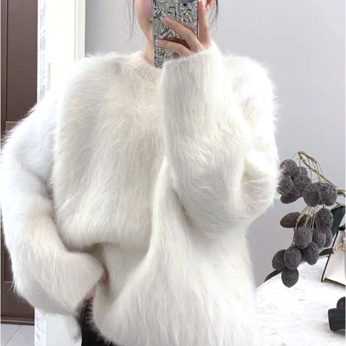 ニット レディース 長袖 通販 丸首 セーター ニットセーター 柔らかい おしゃれ プルオーバー シャギー トップス 無地 カジュアル 暖かい オシャレ 冬 秋冬 |  | 08