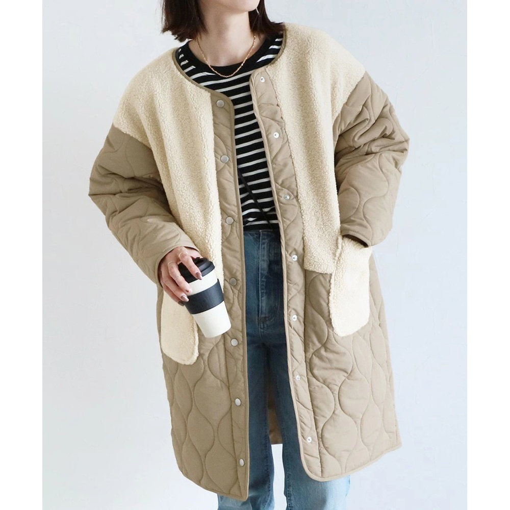 コート レディース 冬 通販 キルトコート ロングコート ロング ブルゾン ボア ジャケット 秋 防寒 アウター おしゃれ ロング丈 きれいめ かわいい 暖かい |  | 03