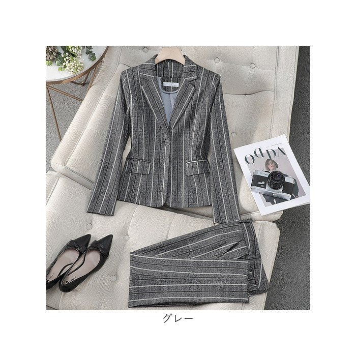 パンツスーツ レディース ストライプ 通販 スーツ セットアップ ジャケット パンツ 2点セット ビジネススーツ フォーマル セミフォーマル パンツスーツ | BACKYARD FAMILY | 15