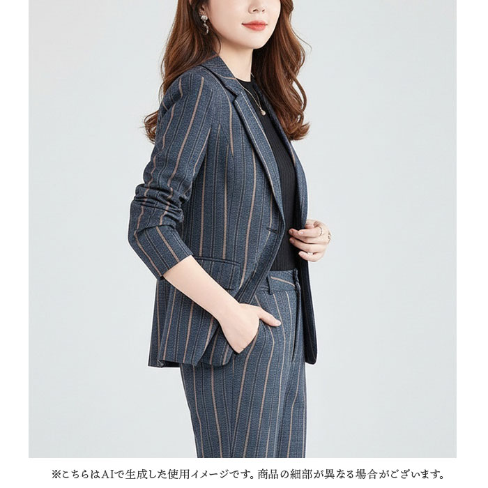パンツスーツ レディース ストライプ 通販 スーツ セットアップ ジャケット パンツ 2点セット ビジネススーツ フォーマル セミフォーマル パンツスーツ | BACKYARD FAMILY | 09