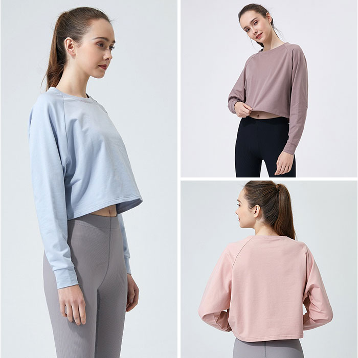 ヨガウェア 長袖 トップス 通販 ヨガシャツ フィットネスウェア トレーニングウェア ショート丈 ヨガ クロップド丈 体型カバー ゆったり レディース ヨガウェア |  | 14