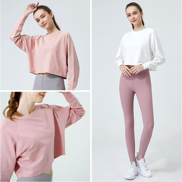 ヨガウェア 長袖 トップス 通販 ヨガシャツ フィットネスウェア トレーニングウェア ショート丈 ヨガ クロップド丈 体型カバー ゆったり レディース ヨガウェア |  | 15