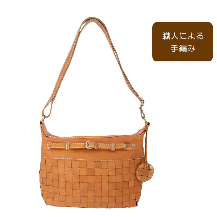 【美品】⭐️zucchero filato⭐️編み込みポケット付 ショルダーバッグ ショルダーバッグ レディース 本革 通販 斜めがけ 大人 小さめ