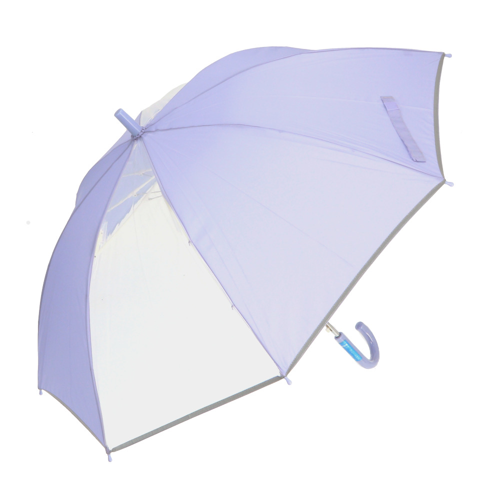 傘 通販傘 キッズ 子供用 55cm 好評 男の子 小学生 女の子 ジャンプ傘 かさ 55 ワンタッチ傘 長傘 無地 耐風骨 反射テープ付き 透明窓 窓 子供かさ こども  傘 | ブランド登録なし | 04